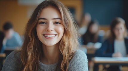 Smiling Student in Classroom