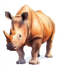 Obraz premium A detailed illustration of a rhinoceros showcasing its unique features and strong physique in a vibrant, artistic style.