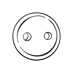 Circular TwoHole Button Isolated Fashion Accessory for Artistic Fashion Illustration. Graphic vector line, hand drawn, black silhouette for cricut