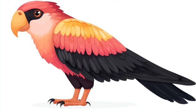 Colorful cartoon parrot illustration with vibrant feathers, perfect for wildlife themes and educational materials.