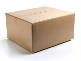 The rectangular cardboard box boasts a plain brown exterior, with sturdy flaps on top that securely fasten shut,