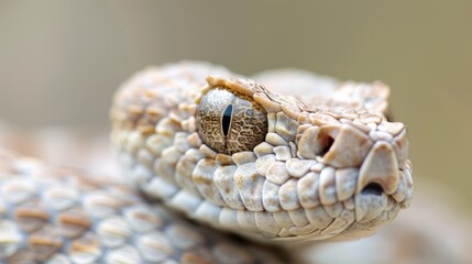 Obraz premium A tight shot of a snake's head with a hazy backdrop of its eye