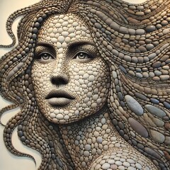 Obraz premium Timeless Beauty: Mosaic Woman in Stone Art