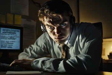 Call Center Scammers, call center scam, scam operation, fraudulent call center, deceitful agent, scammer smile, call center criminal, telemarketing fraud, illegal operation, scam phone calls