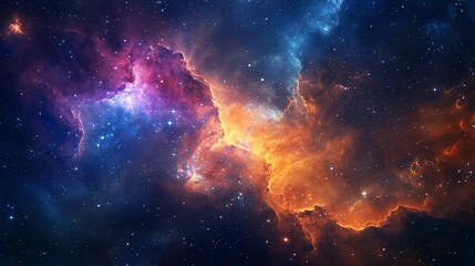Nebula and galaxies in space. Abstract cosmos background