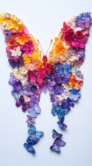 "Vibrantly Colored Butterfly Symbol Against White Background - Eye-Catching Multicolored Hues"