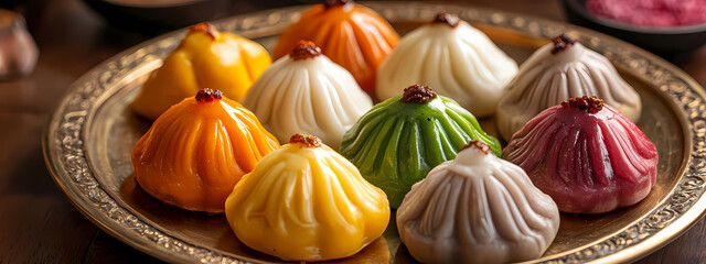 Traditional Indian Sweet Modak in Multiple Colors