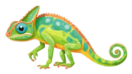 Obraz premium chameleon, isolated on white background , transparent vector style flat color png image 