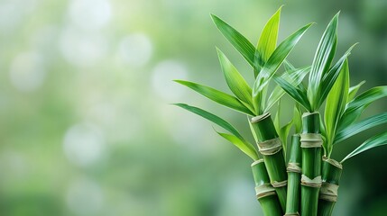 Green Bamboo Shoots with Blurred Background