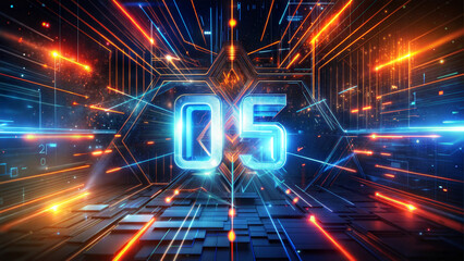  Cyber Monday Countdown Background, Bold Glowing Numbers with Digital Sparks and Light Trails, Futuristic Black Backdrop