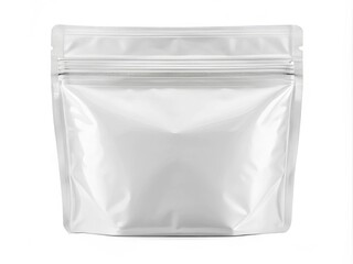 This blank clear zipper pouch bag sits isolated on a white background, featuring a clipping path for food