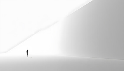 A large expanse of blank space with just a tiny dot or small shape in the corner, emphasizing minimalism