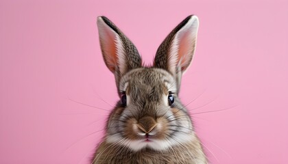 Playful rabbit ears emerging against a vibrant pink backdrop