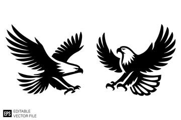 eagle illustration graphic design black and white vector clip art silhouette