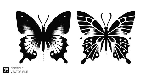 Obraz premium butterfly set illustration graphic design black and white vector clip art silhouette