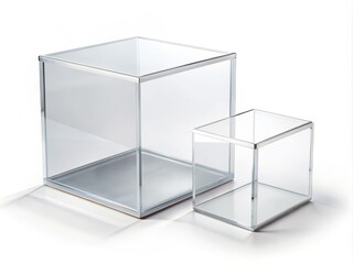 Fototapeta premium Transparent acrylic case for brand presentation, showcasing the product's features and design in a sleek and modern