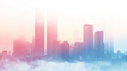 Cityscape with Fog and Pastel Colors