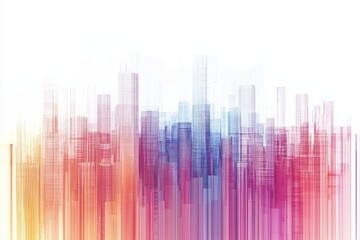 Fototapeta premium Abstract illustration of a city skyline made from lines, simple minimalist design