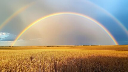 Double Rainbow Over Golden Field