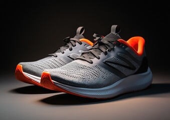 Gray and Orange Running Shoes