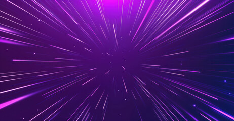 Streaks of light are bursting in a purple galaxy creating a background of speed and motion. High quality photo