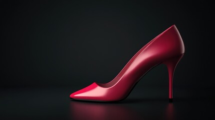 Red High Heel Shoe on Black Background