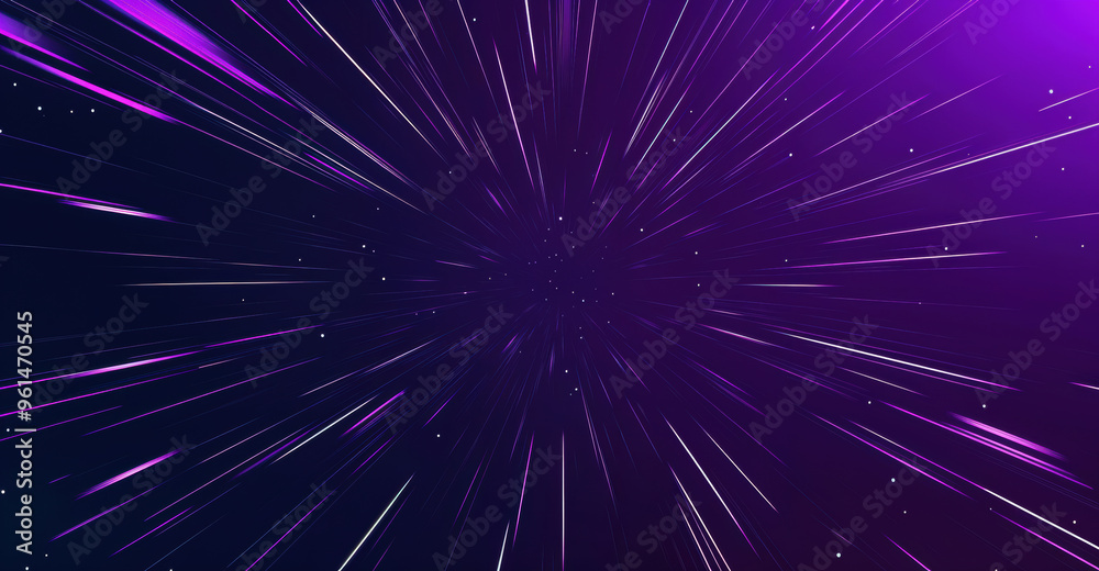 Poster purple and blue abstract background is showing speeding through space with stars. high quality photo
