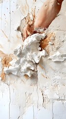 Abstract White and Brown Cracked Wall Texture.