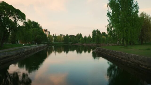 4K Aerial Drone Footage Flying under Bridge over River in Pite&aring;, Sweden