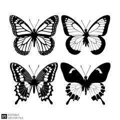 Obraz premium butterfly set illustration graphic design black and white vector clip art silhouette