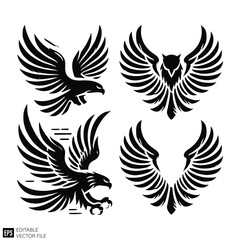 Obraz premium eagle wing set illustration graphic design black and white vector clip art silhouette
