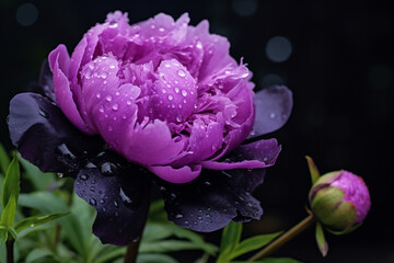 Obraz premium Glistening purple flower with water droplets