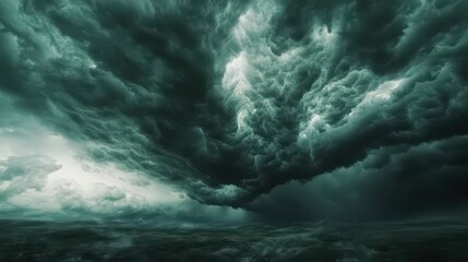 Fototapeta premium Dramatic Dark Storm Clouds Over Ocean