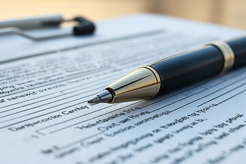 Insurance Claim Form With Pen Close Up, Policy Document And Agreement, Insurance Concept