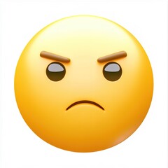 Fototapeta premium A simple emoji of an unimpressed face, yellow on a white background