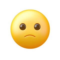 Fototapeta premium A simple emoji of an unimpressed face, yellow on a white background