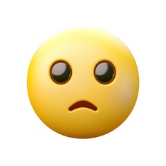 Fototapeta premium A simple emoji of an unimpressed face, yellow on a white background