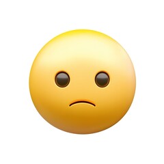 Fototapeta premium A simple emoji of an unimpressed face, yellow on a white background