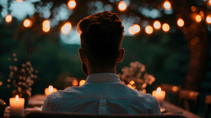 Obraz premium Happy Friends Having Dinner Summer Garden Party