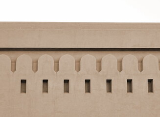 Sepia Toned Fortification Wall With Merlon Features Horizontal View © Valeriia Zub