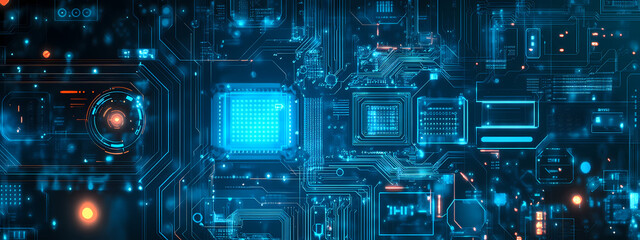 Fototapeta premium High-Tech Blue Circuitry Background