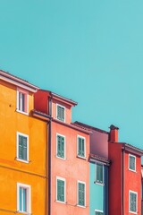 Fototapeta premium Minimalist wallpaper design of a few colorful buildings 