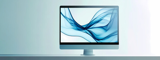 Minimalist Computer Monitor with Abstract Art