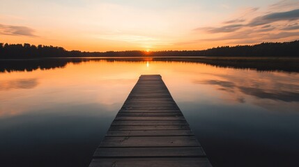 Obraz premium Tranquil Sunset on the Lake