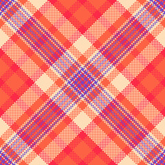 30s pattern seamless vector, tidy plaid fabric texture. Magazine tartan textile background check in tomato and peach puff colors.