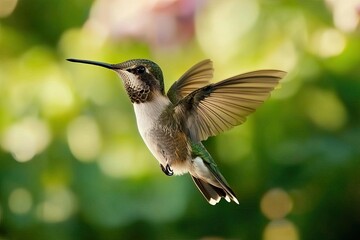 Fototapeta premium Ruby-throated Hummingbird (archilochus colubris) in flight