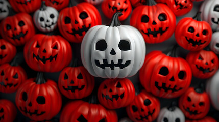 Obraz premium Happy Halloween Pumpkins Background. Rendering