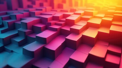 abstract 3d geometric shapes vibrant color gradients futuristic design dynamic composition with depth and movement digital art