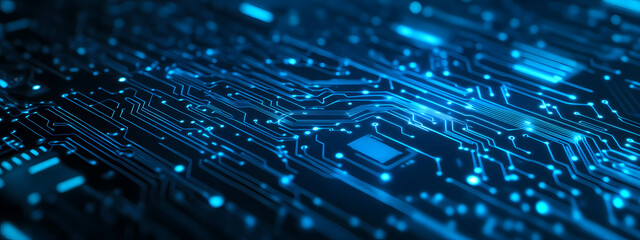 Tech-Inspired Blue Circuit Art