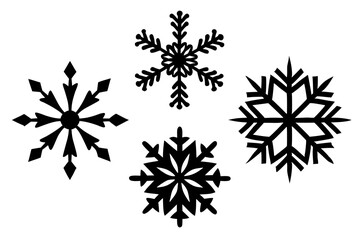 Snowflake variations icon collection. Snowflakes white ice crystal on white background. Winter symbol. Christmas logo sign.